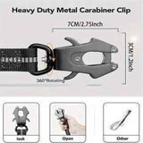 Dog Leash Heavy Duty, Shock Absorbing Bungee Lead with 2 Padded Handle, Metal Carabiner Clip, Car Seatbelt, Strong No Pull Leash for Medium Large Dogs, Black