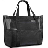 Black-color Mesh Beach Bag Family - Large Tote Bag for Cruise Pool Toys Beach Vacation Essentials（60*17*34cm）
