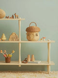 Rattan Storage Basket Mushroom Shaped Woven Basket with Lid, Decorative Woven Handle Basket Fruit Basket