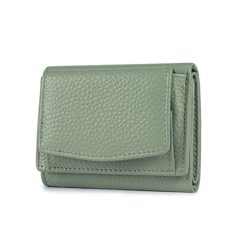 Small Leather Wallet for Women with Coin Pouch Compact Trifold Mini Pocket Wallet with Cash Slot and Card Holders Great for Daily or Travel (Green)
