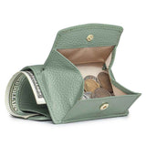 Small Leather Wallet for Women with Coin Pouch Compact Trifold Mini Pocket Wallet with Cash Slot and Card Holders Great for Daily or Travel (Green)