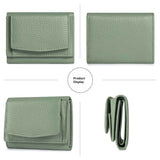 Small Leather Wallet for Women with Coin Pouch Compact Trifold Mini Pocket Wallet with Cash Slot and Card Holders Great for Daily or Travel (Green)