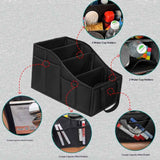 Car Seat Organizer Backseat Car Organizer with 4 Compartments, 4 Cup Holders and 7 Mesh Pockets for Front and Rear Seat, Black