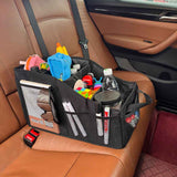 Car Seat Organizer Backseat Car Organizer with 4 Compartments, 4 Cup Holders and 7 Mesh Pockets for Front and Rear Seat, Black