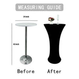 24x43 Inch Black Cocktail Table Cloth Fitted Round Bar Table Stretch Highboy Cocktail Table Covers for Banquet Outdoor Party Wedding Bar Round Bottom Black