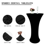 24x43 Inch Black Cocktail Table Cloth Fitted Round Bar Table Stretch Highboy Cocktail Table Covers for Banquet Outdoor Party Wedding Bar Round Bottom Black
