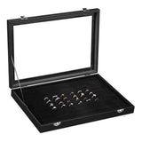 100 Slot Ring Holder Display Case - Black Jewelry Organizer with Transparent Lid, Ring Organizer For Jewelry Rings (oniy box)
