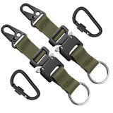 2 pack Keychain for Men with Quick Release Buckle Gear Clips with Clip and Stainless Steel Ring（green）
