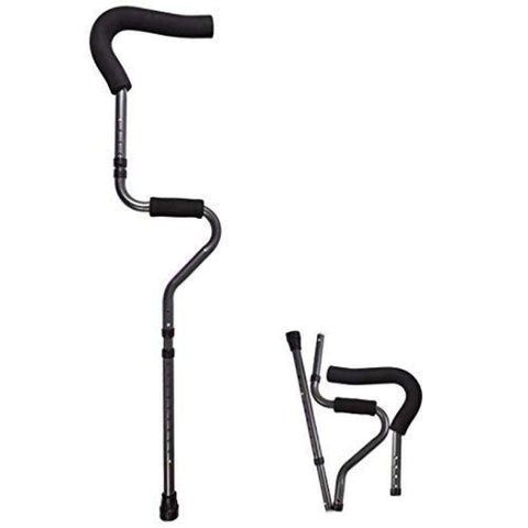 Adjustable Folding Crutch, Metallic Grey -  Size 5'2" - 6'2" Durable Ergonomic Fashion Design and Comfort Handles,Pack of 1