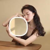 LED Makeup Mirror, Rechargeable Table Makeup Lights, 3X Magnification, Adjustable Brightness, Touch Control, Gifts (Pink/Brown)