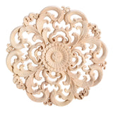 Round Wood Appliques Onlays, 1-Pack Unpainted Wooden Carved Flower Carvings Decals for Wall Cupboard Mirror Mantel Door Bed In Australia - Darrahopens