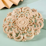 Round Wood Appliques Onlays, 1-Pack Unpainted Wooden Carved Flower Carvings Decals for Wall Cupboard Mirror Mantel Door Bed In Australia - Darrahopens
