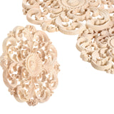 Round Wood Appliques Onlays, 1-Pack Unpainted Wooden Carved Flower Carvings Decals for Wall Cupboard Mirror Mantel Door Bed In Australia - Darrahopens