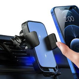 15W Fast Wireless Car Charger Vent Mount Fast Charging Auto-Clamping Air Vent Car Phone Holder (Black) In Australia - Darrahopens