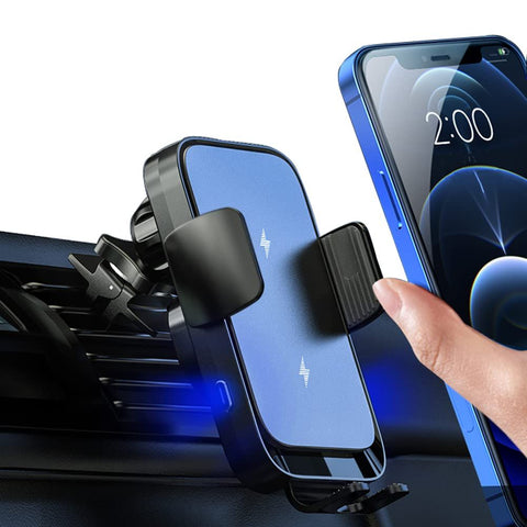 15W Fast Wireless Car Charger Vent Mount Fast Charging Auto-Clamping Air Vent Car Phone Holder (Black) In Australia - Darrahopens