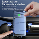 15W Fast Wireless Car Charger Vent Mount Fast Charging Auto-Clamping Air Vent Car Phone Holder (Black)