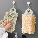2 Pcs Towels Hanging Fuzzy Ball Hand Towels Chenille Hand Towels for Bathroom Hand Towels with Hanging Loops Beige and Light Green In Australia - Darrahopens
