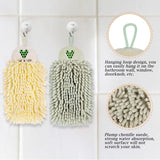 2 Pcs Towels Hanging Fuzzy Ball Hand Towels Chenille Hand Towels for Bathroom Hand Towels with Hanging Loops Beige and Light Green In Australia - Darrahopens