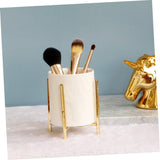 Gold pencil cup Sturdy metal frame with white ceramic pen holder For desks and kitchen appliance holders(1set 4.6-3.14in) In Australia - Darrahopens