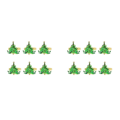 12Pcs Green Chirstmas Tree Napkin Rings,Golden Rings Designed with Red and for Christmas Dinning Table In Australia - Darrahopens