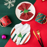 12Pcs Green Chirstmas Tree Napkin Rings,Golden Rings Designed with Red and for Christmas Dinning Table In Australia - Darrahopens