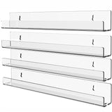 acrylic 4 Pack Acrylic Clear Floating Bookshelf for Kids Room,15" Invisible Wall Mounted Hanging Book Shelves