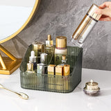 Makeup Organizer Cosmetics Storage Box, Large Capacity Make Up Brush Holder Organizer Vanity Accessories (Green)