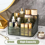 Makeup Organizer Cosmetics Storage Box, Large Capacity Make Up Brush Holder Organizer Vanity Accessories (Green)