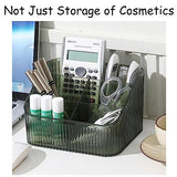 Makeup Organizer Cosmetics Storage Box, Large Capacity Make Up Brush Holder Organizer Vanity Accessories (Green)