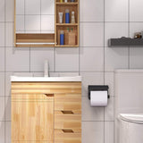 Self Adhesive Toilet Paper Holder with Phone Shelf Stainless Steel Wall Mounted Toilet Paper Roll Holder - Rustproof Black