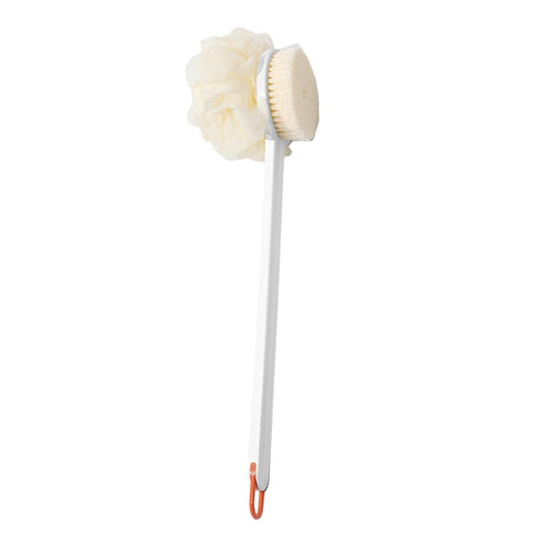 Shower Body Brush with Bristles and Bath Flower, Back Scrubber Bath Mesh with Long Handle for Skin Exfoliating Bath (Color :White) In Australia - Darrahopens