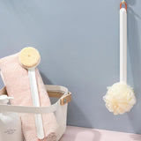 Shower Body Brush with Bristles and Bath Flower, Back Scrubber Bath Mesh with Long Handle for Skin Exfoliating Bath (Color :White)