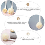 Shower Body Brush with Bristles and Bath Flower, Back Scrubber Bath Mesh with Long Handle for Skin Exfoliating Bath (Color :White)