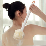 Shower Body Brush with Bristles and Bath Flower, Back Scrubber Bath Mesh with Long Handle for Skin Exfoliating Bath (Color :White)