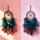 Peacock Green Feathers with Handmade Pearl and Wooden Beads,，Wall Hanging Decor for Bedroom Dorm Home Ornaments Craft Gift In Australia - Darrahopens