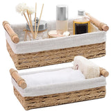 Storage Basket, Wicker Baskets for Organizing with Handle, Decorative Bins for Countertop, Toilet Paper Basket for(Set of 2,Beige) In Australia - Darrahopens