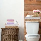 Storage Basket, Wicker Baskets for Organizing with Handle, Decorative Bins for Countertop, Toilet Paper Basket for(Set of 2,Beige) In Australia - Darrahopens