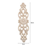 Wood Carved Onlays, 2Pcs Unpaint Decorative Appliques, Long Furniture Carving Decals for Cabinet Mirror Dresser Wall Closet