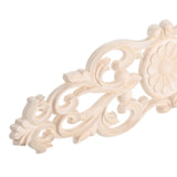 Wood Carved Onlays, 2Pcs Unpaint Decorative Appliques, Long Furniture Carving Decals for Cabinet Mirror Dresser Wall Closet