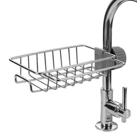 Sponge Holder for Kitchen Sink,Sponge Holder Over Faucet Kitchen Sink Caddy Organizer, Faucet Drainage Shelf, Stainless Steel