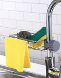 Sponge Holder for Kitchen Sink,Sponge Holder Over Faucet Kitchen Sink Caddy Organizer, Faucet Drainage Shelf, Stainless Steel