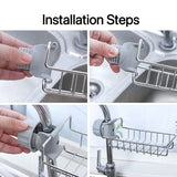 Sponge Holder for Kitchen Sink,Sponge Holder Over Faucet Kitchen Sink Caddy Organizer, Faucet Drainage Shelf, Stainless Steel