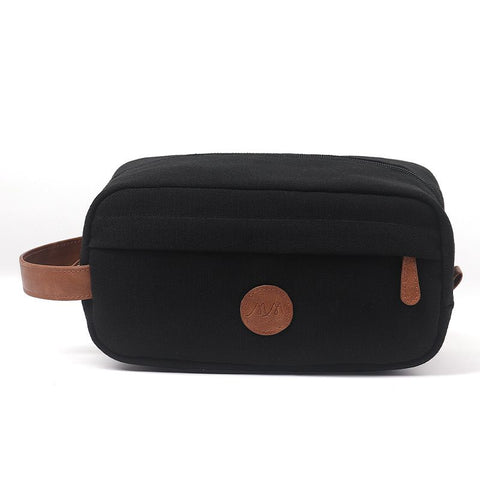 Toiletry Bag Hanging Dopp Kit for Men Water Resistant Canvas Shaving Bag with Large Capacity for Travel- Black