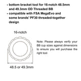 Bottom Bracket Tool for 16-notch 48.5mm and 49.3mm OD Threaded BB, compatible with  Some Brands' PF30 threaded-together design In Australia - Darrahopens
