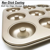 Donut Pan Non-Stick 6-Cavity Bakeware Carbon Steel Cake Baking Mold Mini-Sized Donuts Biscuit Bagels (Champagne Gold 2pes) In Australia - Darrahopens