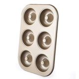 Donut Pan Non-Stick 6-Cavity Bakeware Carbon Steel Cake Baking Mold Mini-Sized Donuts Biscuit Bagels (Champagne Gold 2pes) In Australia - Darrahopens