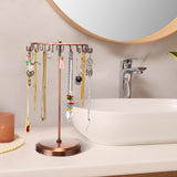 Rotating Necklace Holder Metal Necklace Stand Necklace Organizer for Bracelet Earring Keychain Ring Jewelry 13.4 Inch  (Bronze)