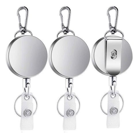 3 Pack Heavy Duty Retractable Badge Holder Reel, All Metal ID Badge Holder with Carabiner Belt Clip Key Ring for Name Card In Australia - Darrahopens