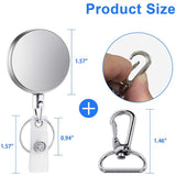 3 Pack Heavy Duty Retractable Badge Holder Reel, All Metal ID Badge Holder with Carabiner Belt Clip Key Ring for Name Card