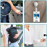 3 Pack Heavy Duty Retractable Badge Holder Reel, All Metal ID Badge Holder with Carabiner Belt Clip Key Ring for Name Card
